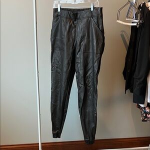 SPANX Black Faux Leather Joggers